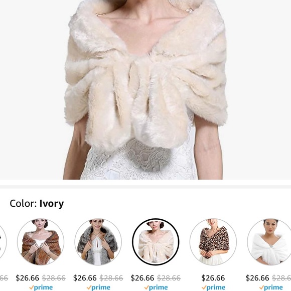 Adorable ivory faux fur wrap sz small-medium - Picture 2 of 3